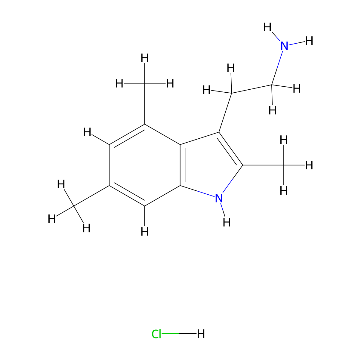 2-(2,4,6-Trimethyl-1H-indol-3-YL)ethanamine hydrochloride molecular structure, CAS 1049738-97-7