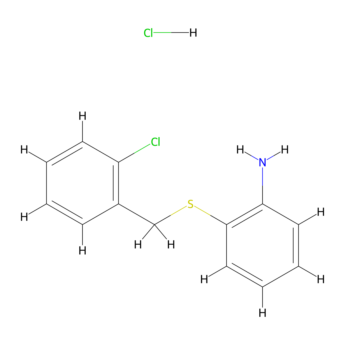 {2-[(2-Chlorobenzyl)thio]phenyl}amine hydrochloride molecular structure, CAS 1049739-00-5