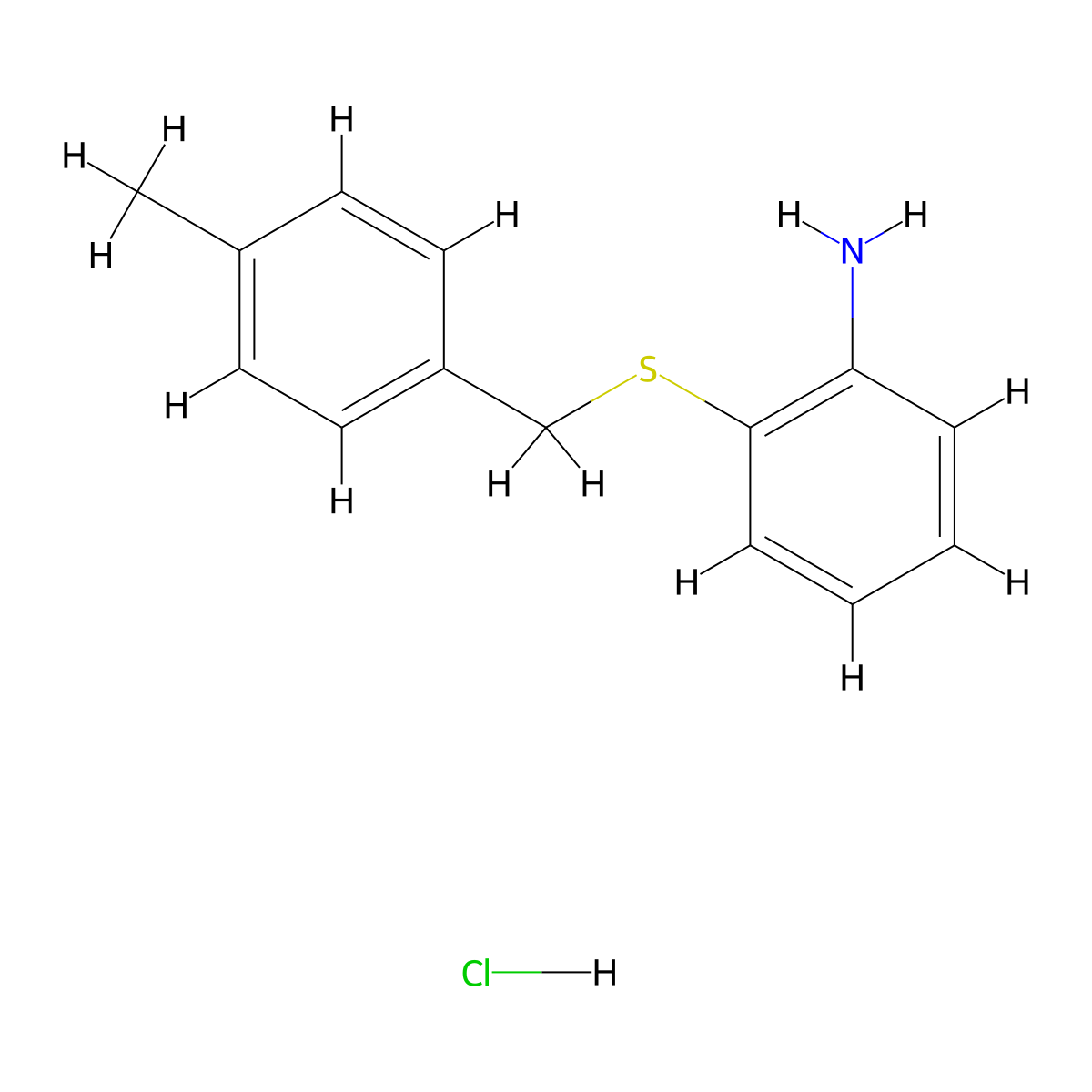 {2-[(4-Methylbenzyl)thio]phenyl}amine hydrochloride molecular structure, CAS 1049739-08-3