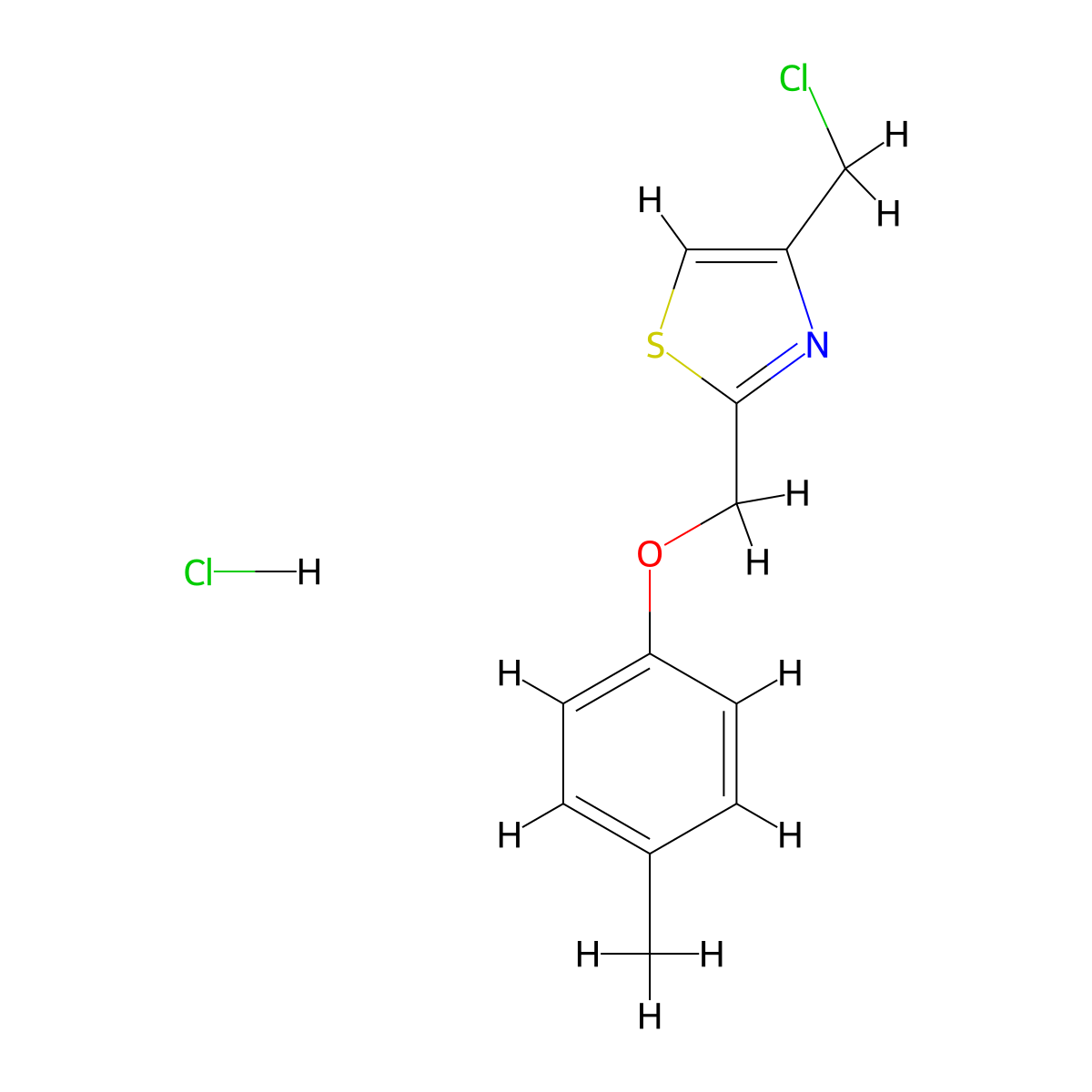 4-(Chloromethyl)-2-[(4-methylphenoxy)methyl]-1,3-thiazole hydrochloride molecular structure, CAS 1049739-17-4