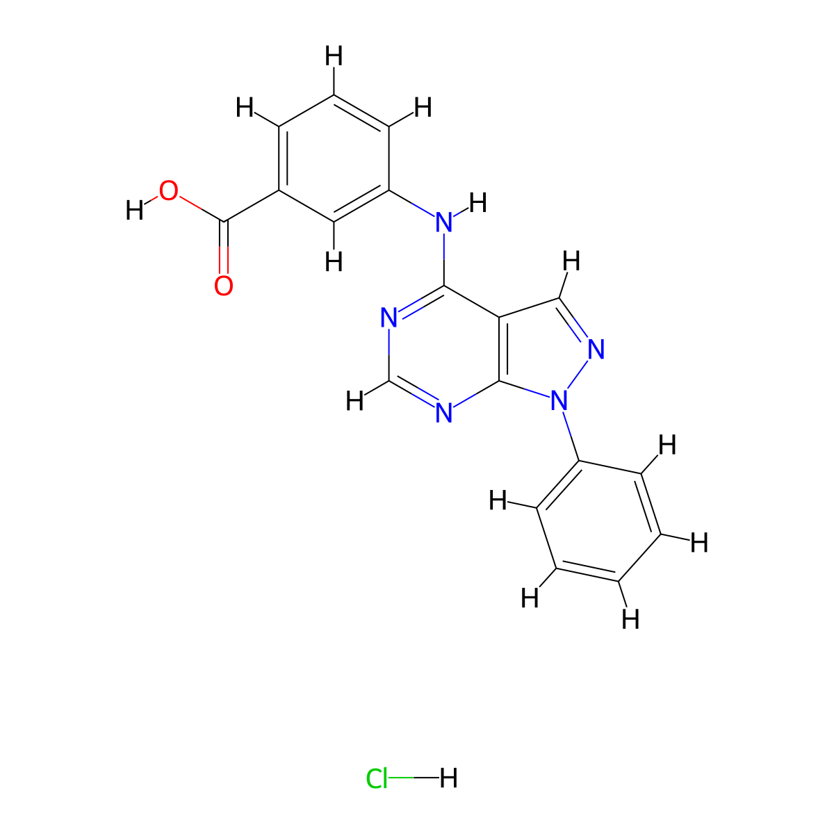 3-(1-Phenyl-1H-pyrazolo[3,4-d]pyrimidin-4-ylamino)-benzoic acid molecular structure, CAS 1049739-49-2