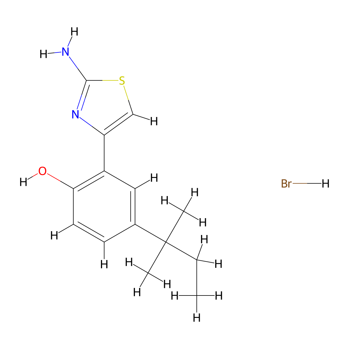 2-(2-Aminothiazol-4-yl)-4-(tert-pentyl)phenol hydrobromide molecular structure, CAS 1049739-55-0
