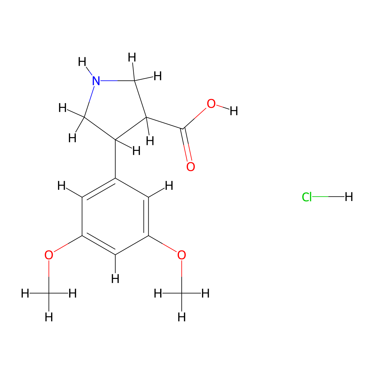 (3R,4S)-4-(3,5-dimethoxyphenyl)pyrrolidine-3-carboxylic acid hydrochloride molecular structure, CAS 1049739-60-7