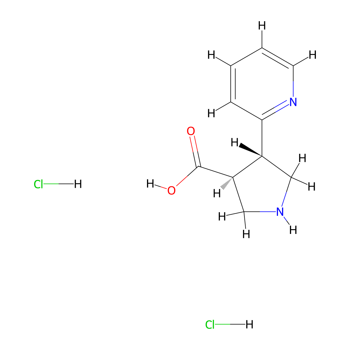 (3S,4S)-4-(Pyridin-2-yl)pyrrolidine-3-carboxylic acid dihydrochloride molecular structure, CAS 1049739-70-9