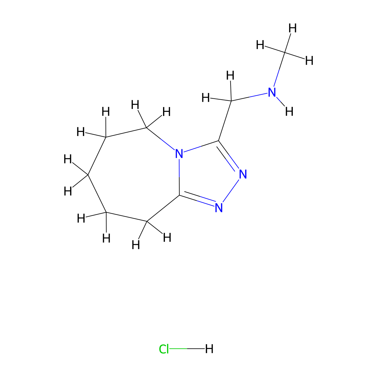 N-methyl-N-(6,7,8,9-tetrahydro-5H-[1,2,4]triazolo[4,3-a]azepin-3-ylmethyl)amine hydrochloride molecular structure, CAS 1049739-80-1