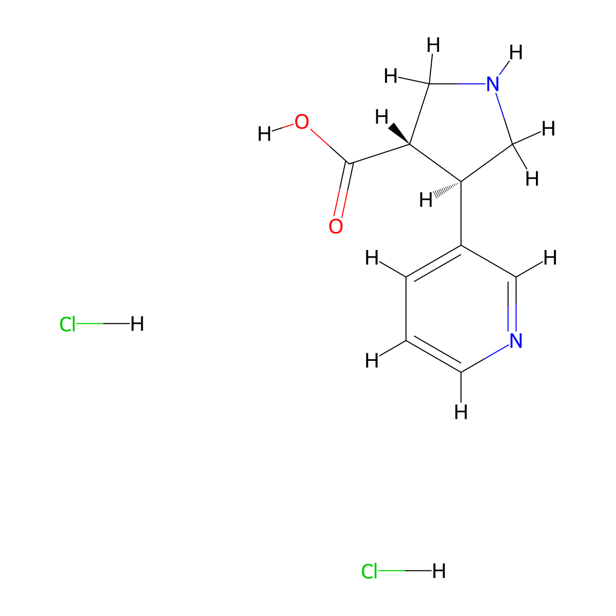 (3S,4R)-4-(Pyridin-3-yl)pyrrolidine-3-carboxylic acid dihydrochloride molecular structure, CAS 1049739-96-9