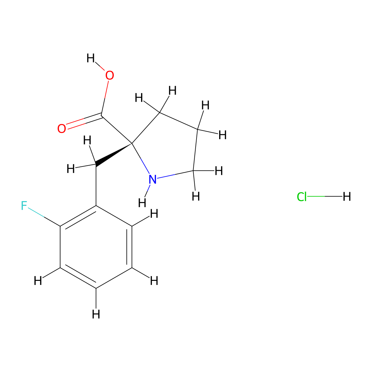 (R)-2-(2-Fluorobenzyl)pyrrolidine-2-carboxylic acid hydrochloride molecular structure, CAS 1049740-12-6