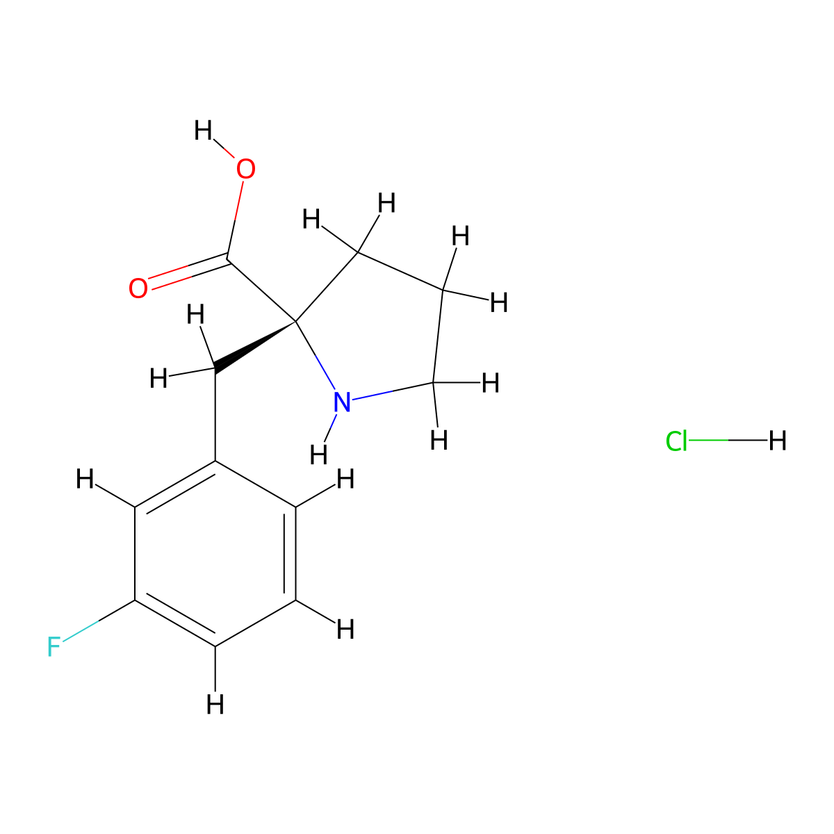 2-[(3-Fluorophenyl)methyl]-L-proline--hydrogen chloride (1/1) molecular structure, CAS 1049740-20-6
