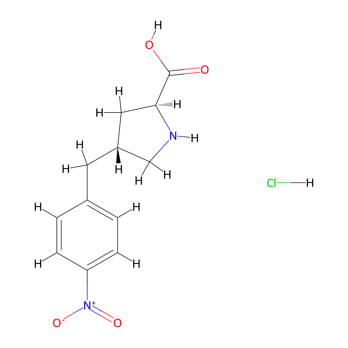 (2S,4R)-4-(4-Nitrobenzyl)pyrrolidine-2-carboxylic acid hydrochloride molecular structure, CAS 1049740-22-8