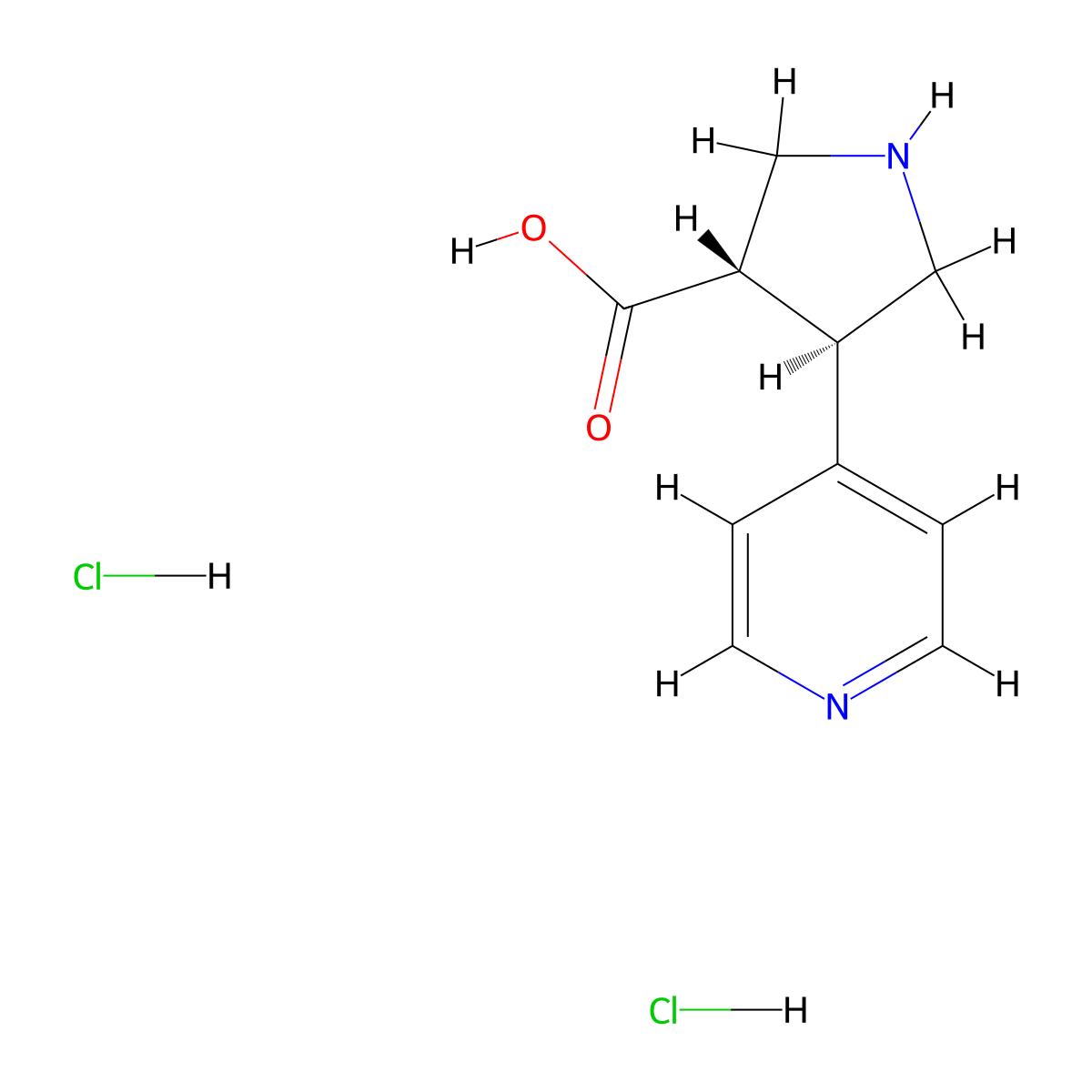 (3S,4R)-4-(Pyridin-4-yl)pyrrolidine-3-carboxylic acid dihydrochloride molecular structure, CAS 1049740-23-9