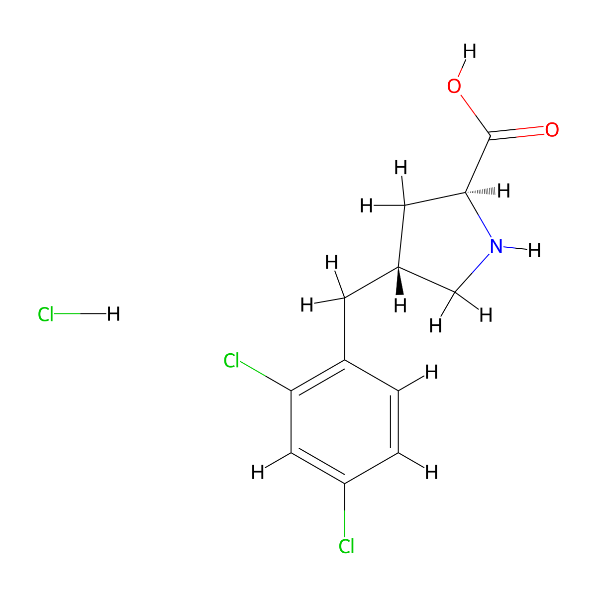 (2S,4R)-4-(2,4-Dichlorobenzyl)pyrrolidine-2-carboxylic acid hydrochloride molecular structure, CAS 1049740-52-4
