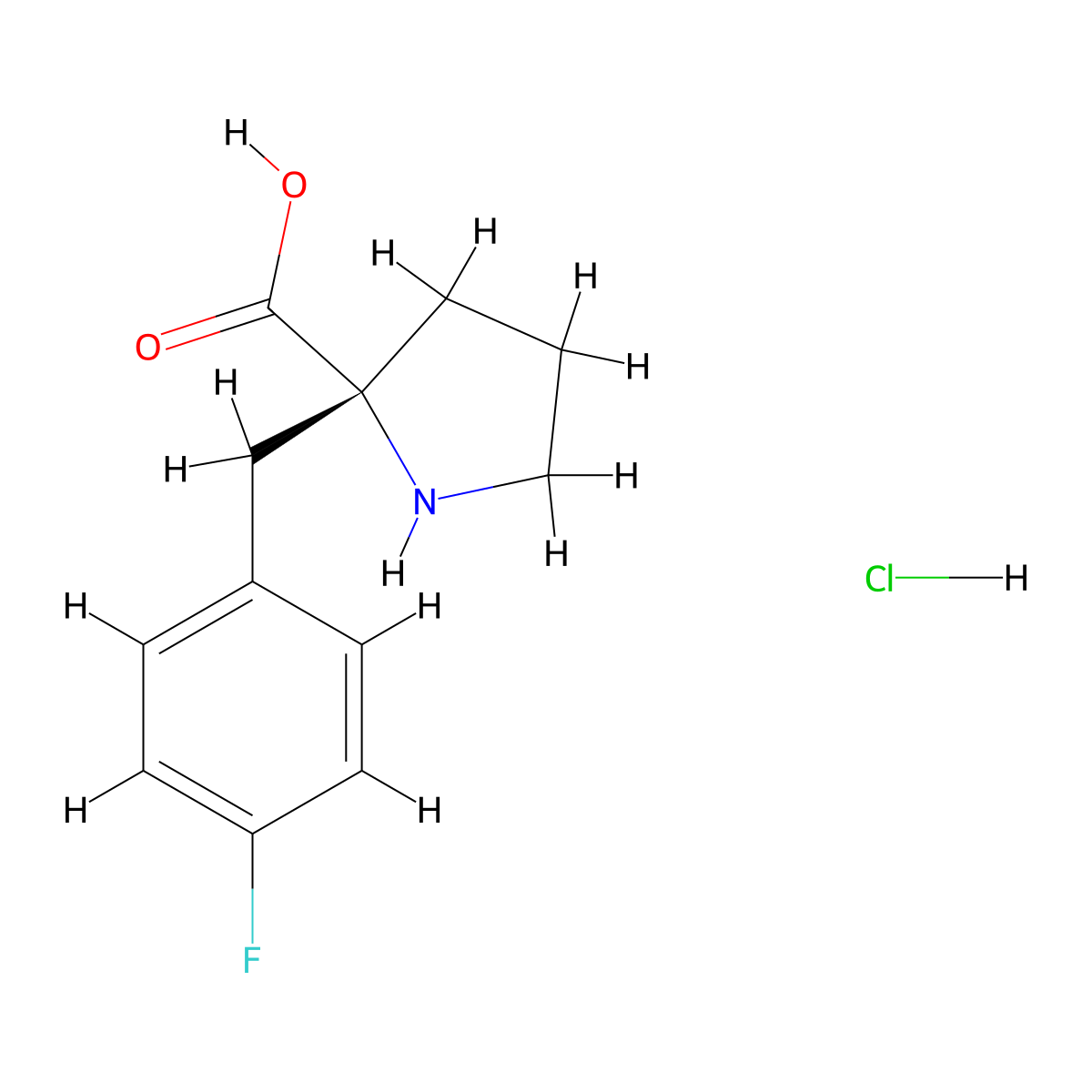 (R)-2-(4-Fluorobenzyl)pyrrolidine-2-carboxylic acid hydrochloride molecular structure, CAS 1049740-69-3