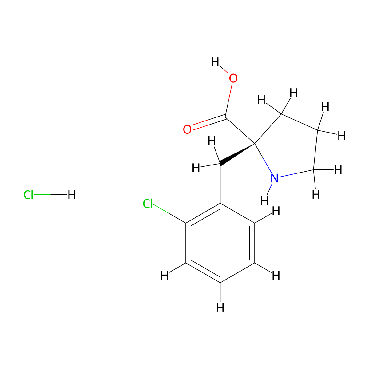 (R)-2-(2-Chlorobenzyl)pyrrolidine-2-carboxylic acid hydrochloride molecular structure, CAS 1049740-85-3
