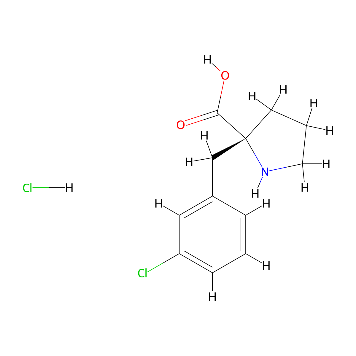 (R)-2-(3-Chlorobenzyl)pyrrolidine-2-carboxylic acid hydrochloride molecular structure, CAS 1049740-99-9