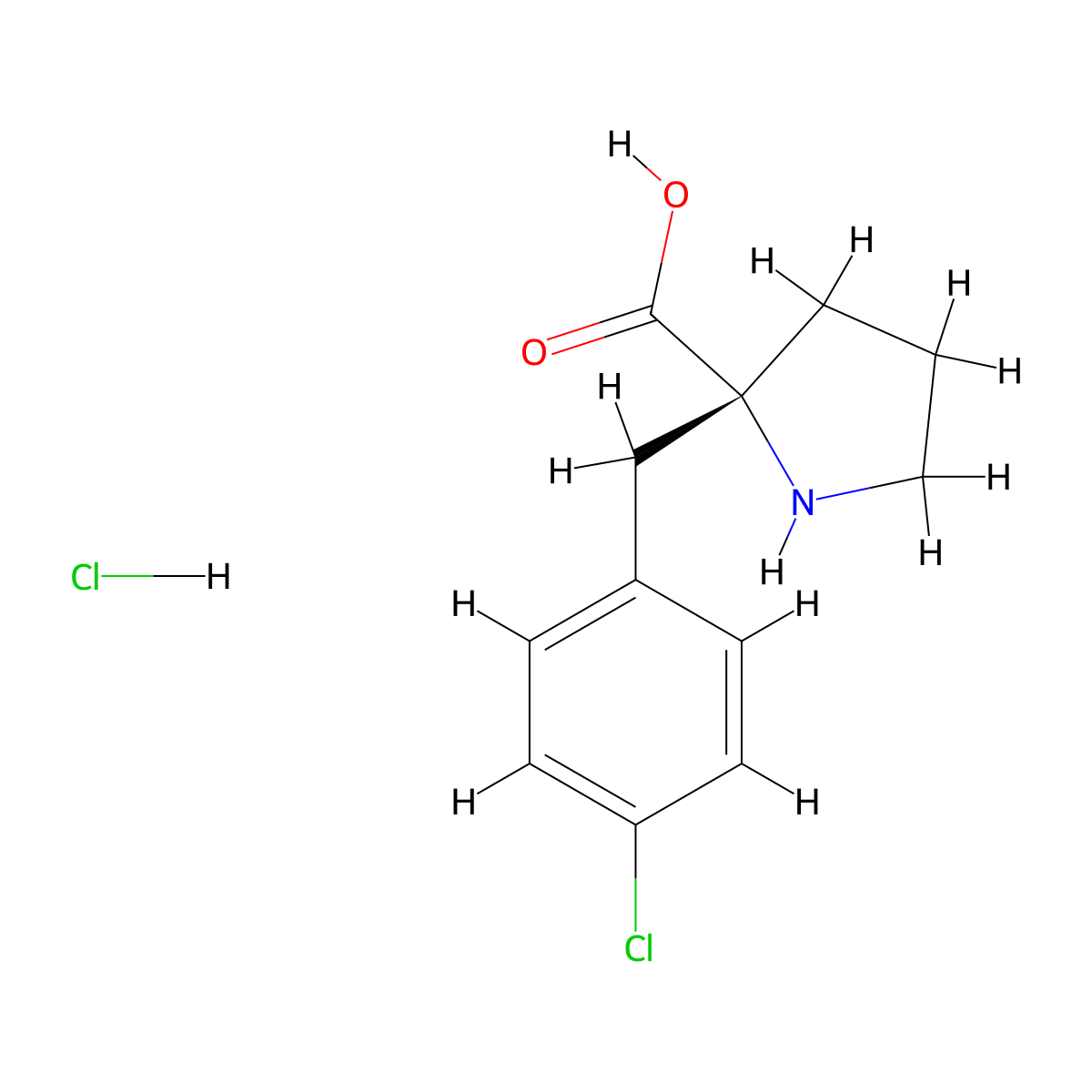 (R)-2-(4-Chlorobenzyl)pyrrolidine-2-carboxylic acid hydrochloride molecular structure, CAS 1049741-04-9
