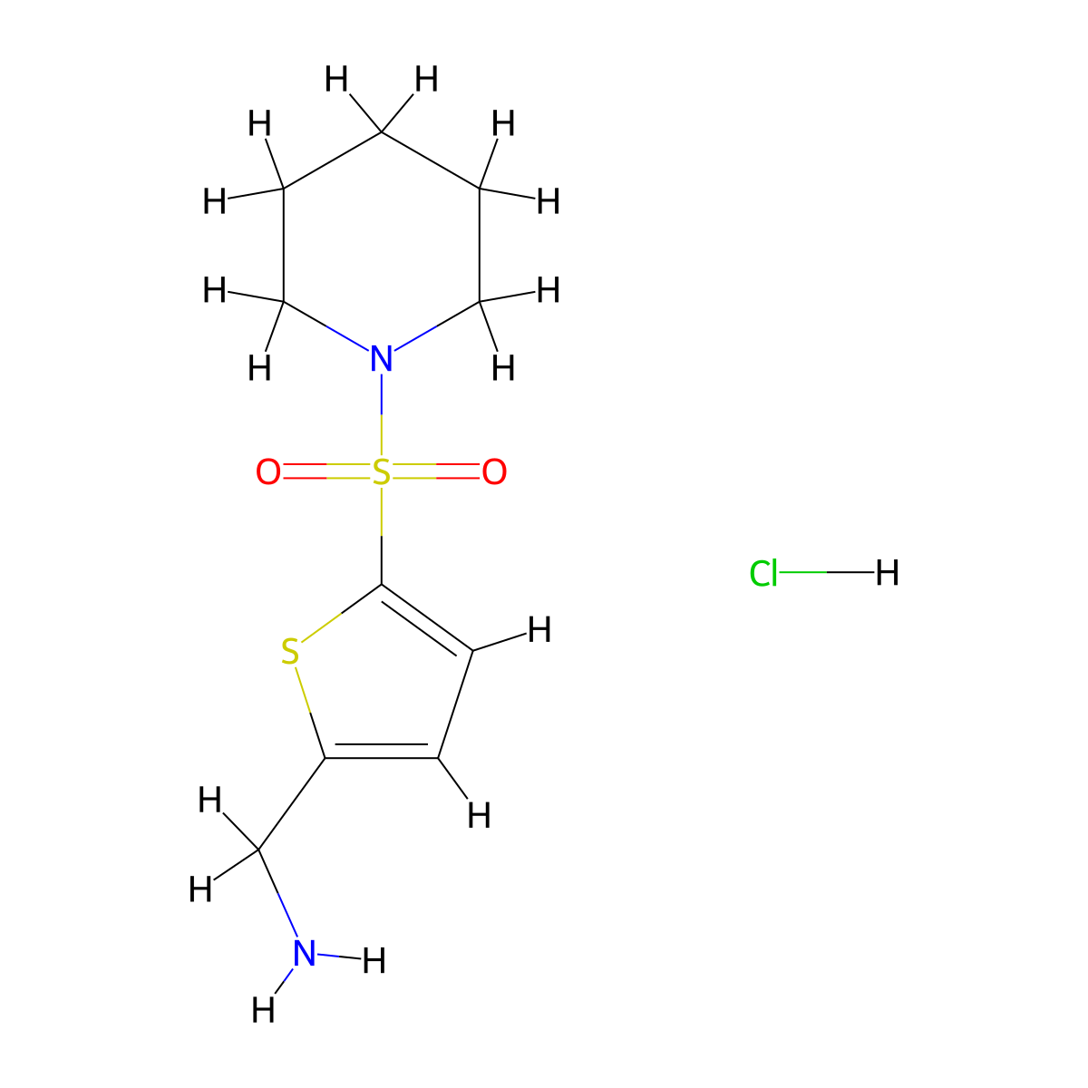 (5-(Piperidine-1-sulfonyl)thiophen-2-yl)methanamine hydrochloride molecular structure, CAS 1049741-22-1