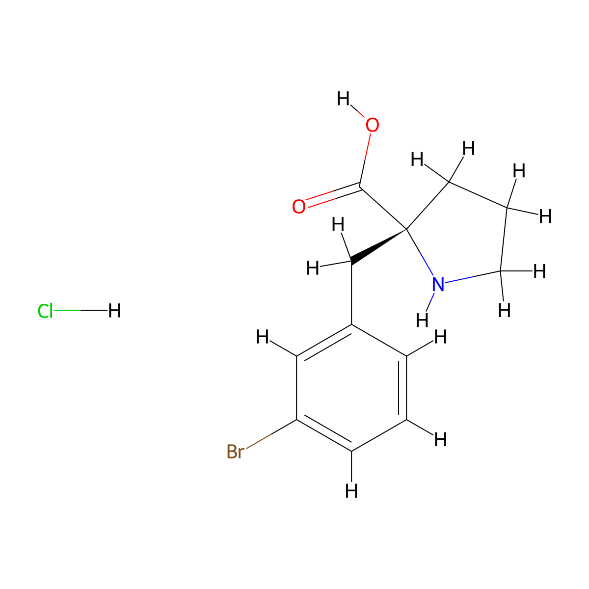 (R)-2-(3-Bromobenzyl)pyrrolidine-2-carboxylic acid hydrochloride molecular structure, CAS 1049741-27-6