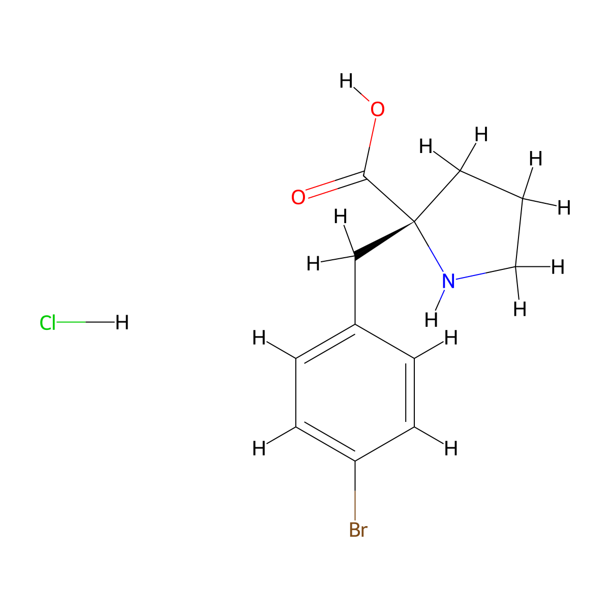 (R)-2-(4-Bromobenzyl)pyrrolidine-2-carboxylic acid hydrochloride molecular structure, CAS 1049741-44-7
