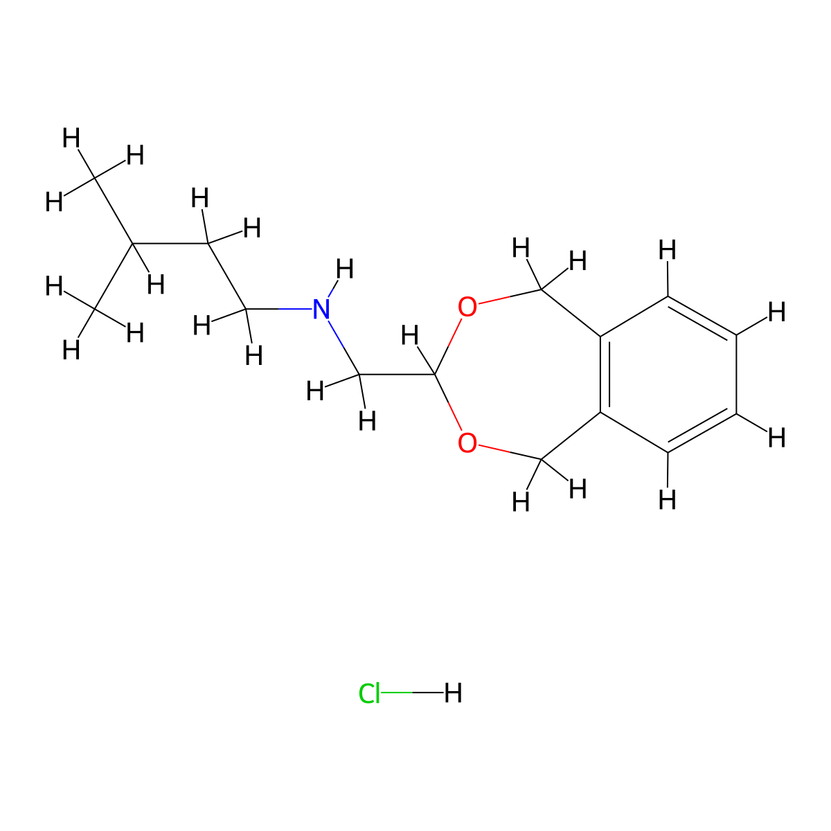 (5,9-Dihydro-6,8-dioxa-benzocyclohepten-7-yl-methyl)-(3-methyl-butyl)-amine hydrochloride molecular structure, CAS 1049741-49-2