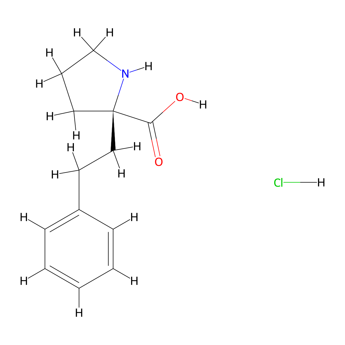 (S)-2-Phenethylpyrrolidine-2-carboxylic acid hydrochloride molecular structure, CAS 1049741-77-6