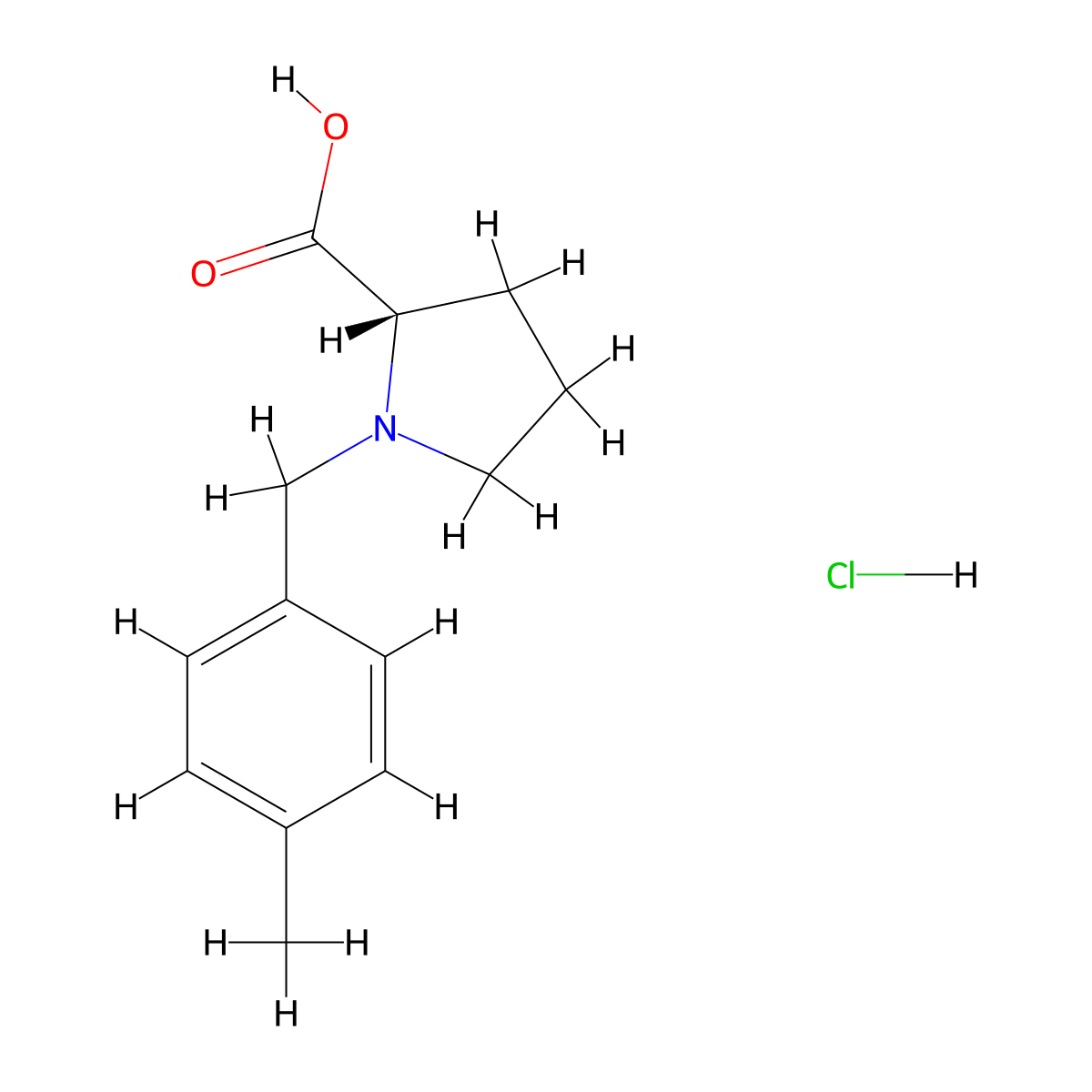 (S)-1-(4-Methylbenzyl)pyrrolidine-2-carboxylic acid hydrochloride molecular structure, CAS 1049742-28-0