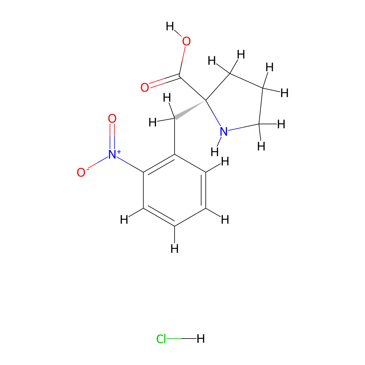 (S)-2-(2-Nitrobenzyl)pyrrolidine-2-carboxylic acid hydrochloride molecular structure, CAS 1049742-66-6