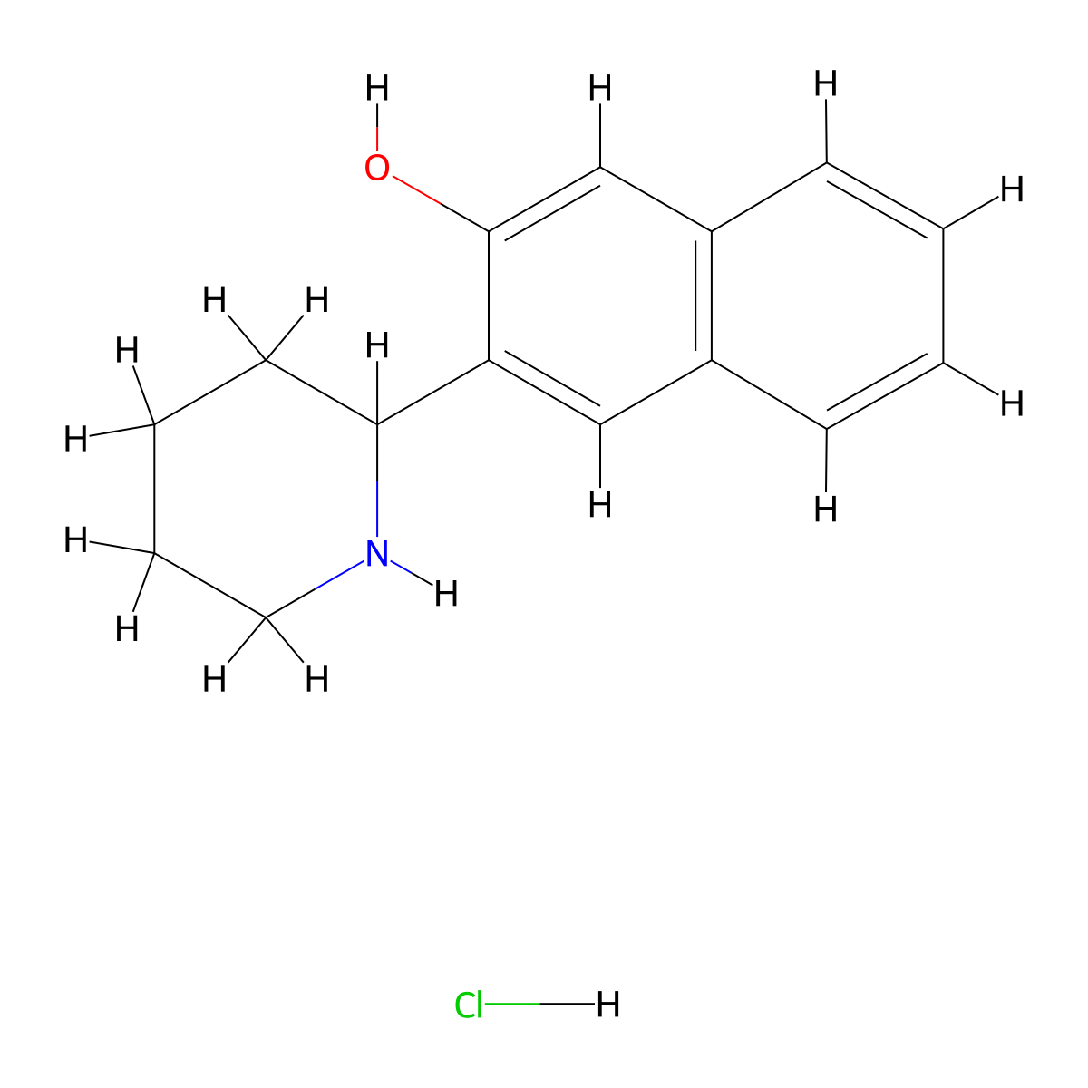 3-(2-Piperidinyl)-2-naphthol hydrochloride molecular structure, CAS 1049742-74-6