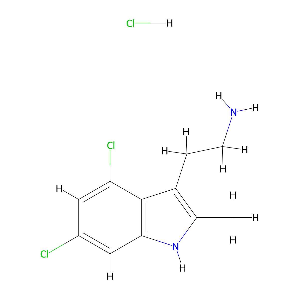2-(4,6-dichloro-2-methyl-1H-indol-3-yl)ethanamine hydrochloride molecular structure, CAS 1049742-84-8