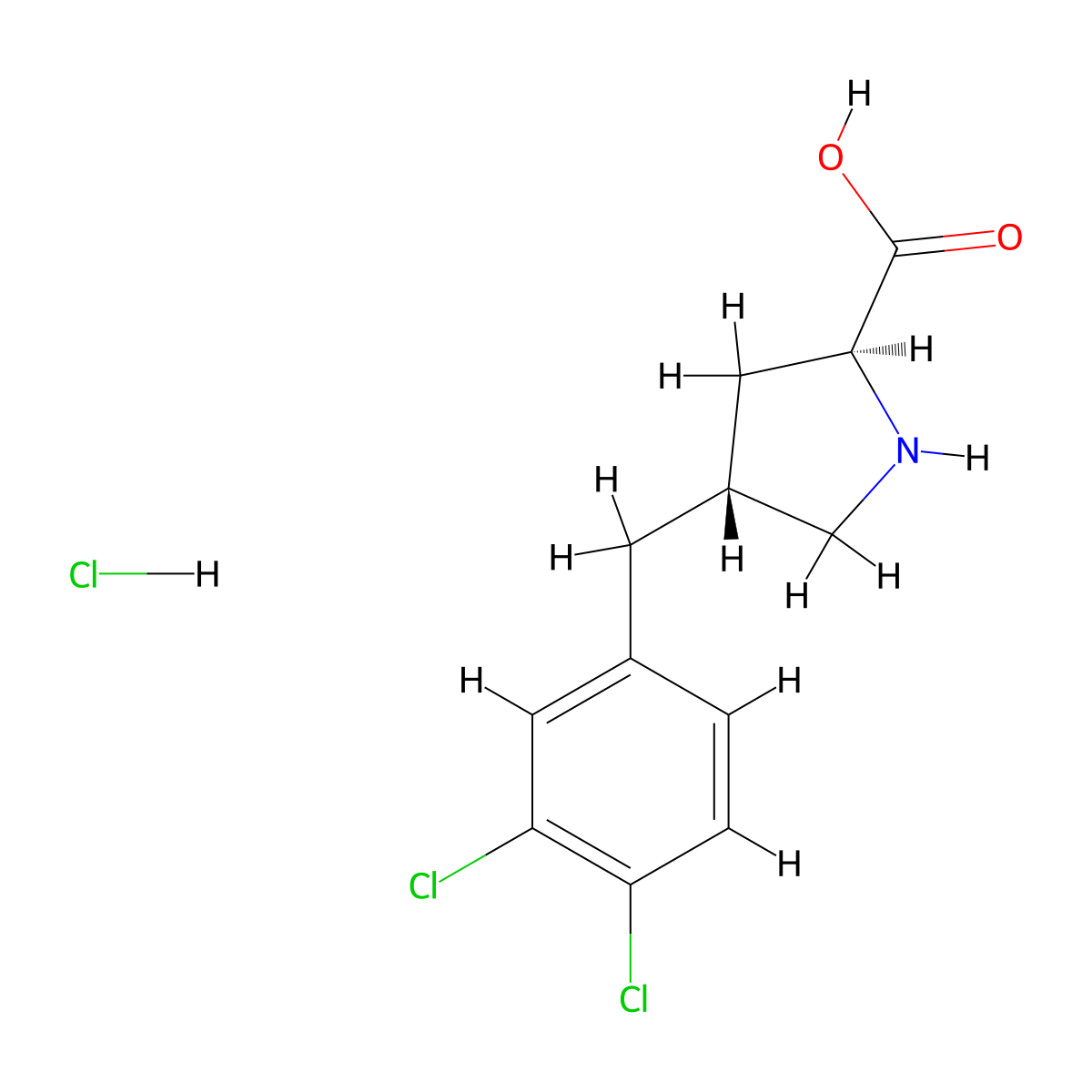 (2S,4R)-4-(3,4-Dichlorobenzyl)pyrrolidine-2-carboxylic acid hydrochloride molecular structure, CAS 1049742-96-2