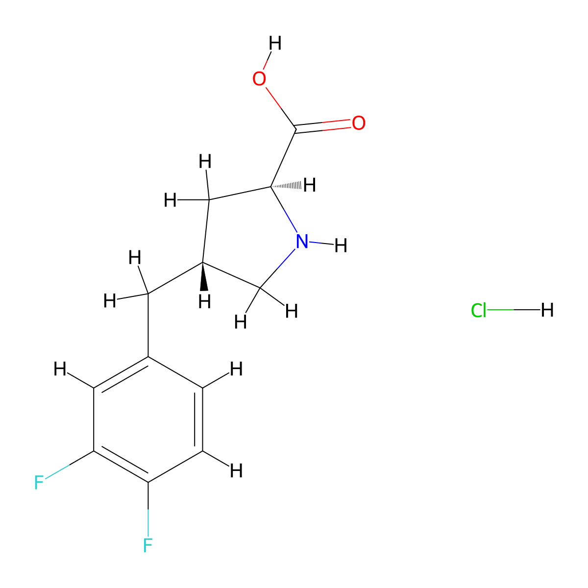 (R)-gamma-(3,4-difluoro-benzyl)-L-proline-HCl molecular structure, CAS 1049743-09-0