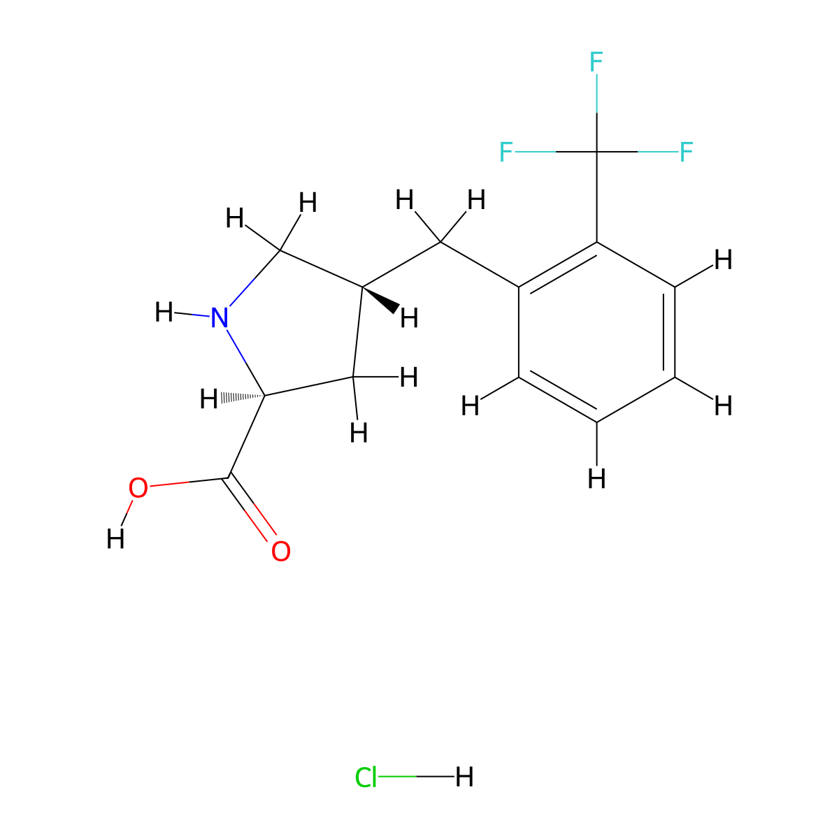 (2S,4R)-4-(2-(Trifluoromethyl)benzyl)pyrrolidine-2-carboxylic acid hydrochloride molecular structure, CAS 1049743-22-7