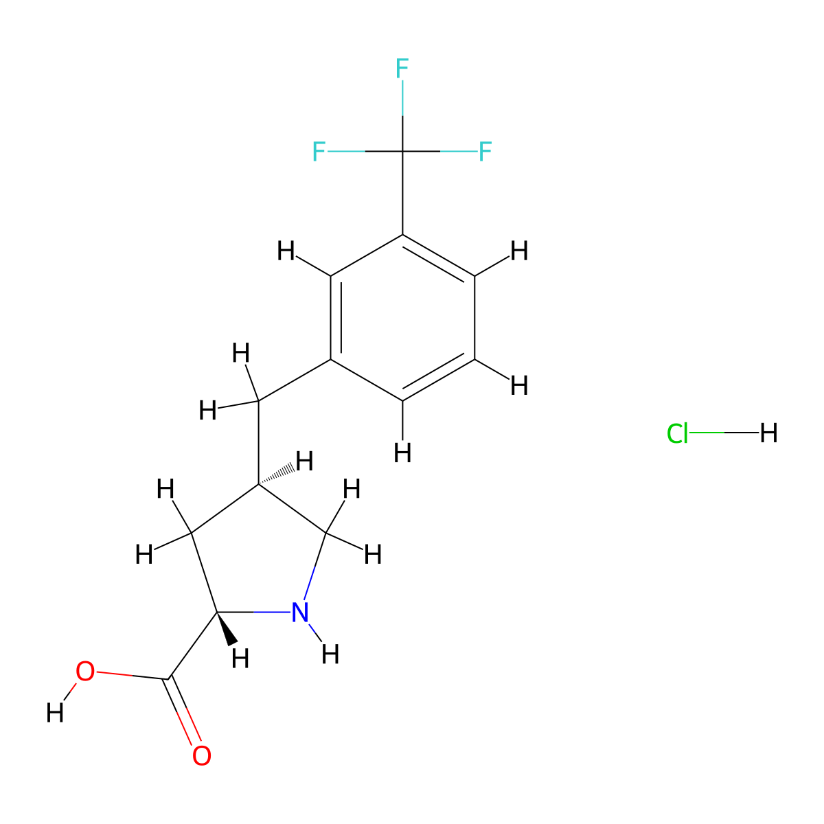 (2S,4R)-4-(3-(Trifluoromethyl)benzyl)pyrrolidine-2-carboxylic acid hydrochloride molecular structure, CAS 1049743-55-6