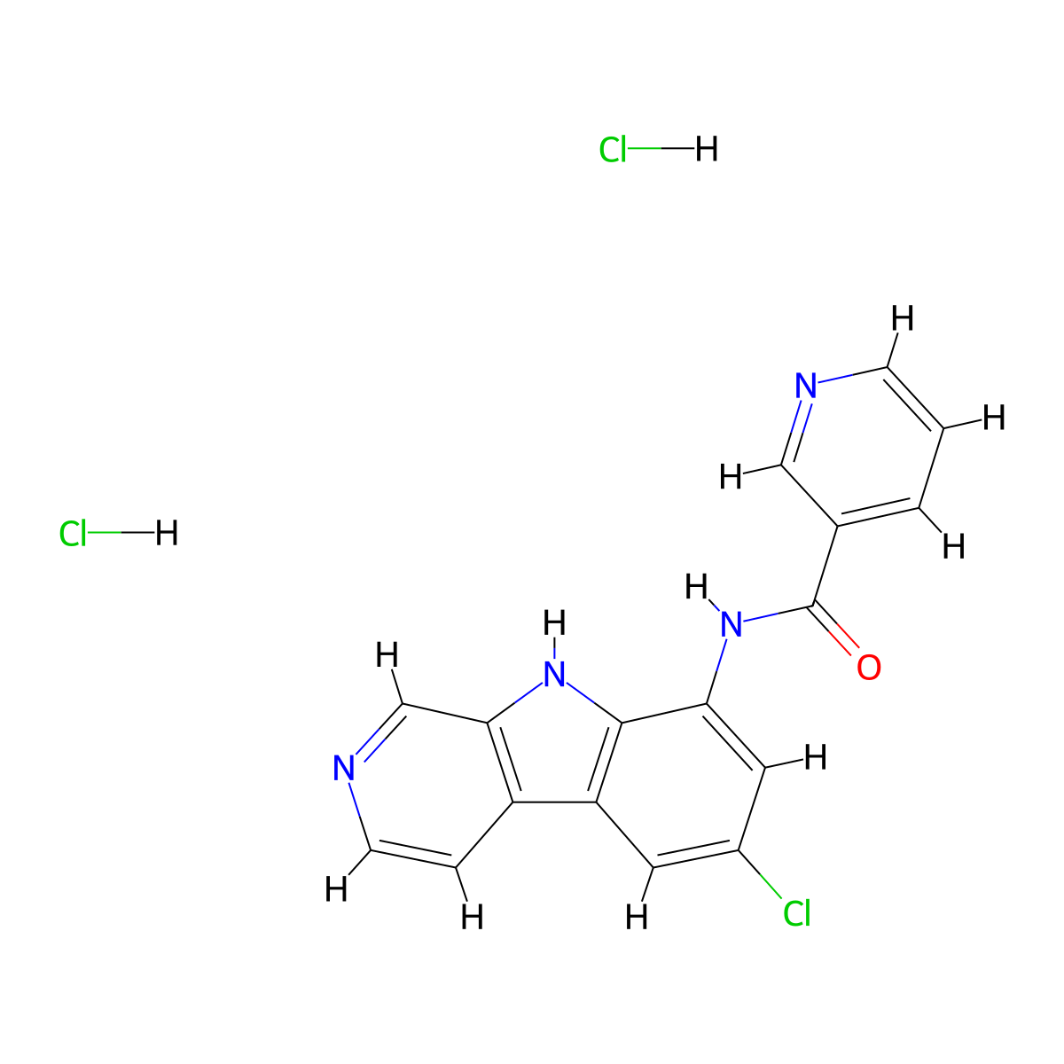 N-(6-Chloro-9H-pyrido[3,4-b]indol-8-yl)-3-pyridinecarboxamide dihydrochloride molecular structure, CAS 1049743-58-9
