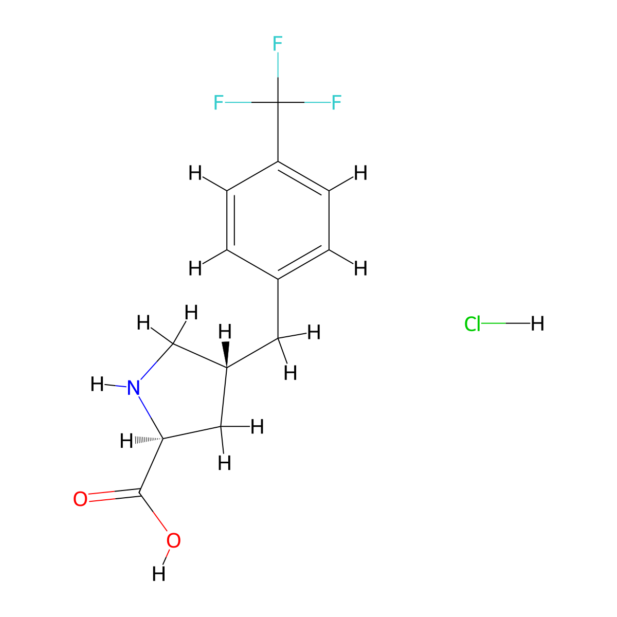 (4R)-4-((4-(Trifluoromethyl)phenyl)methyl)-L-proline--hydrogen chloride (1/1) molecular structure, CAS 1049743-68-1