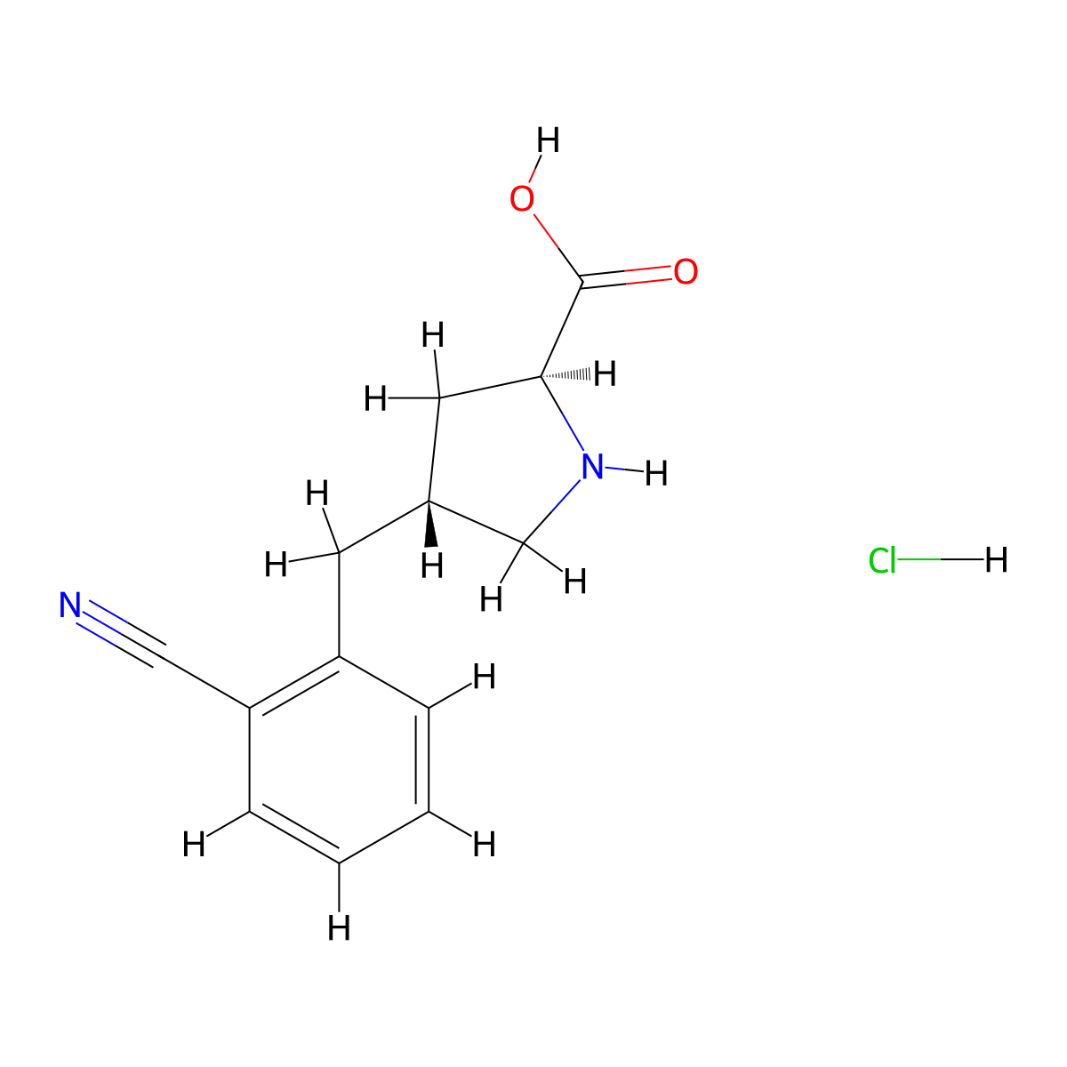 (2S,4R)-4-(2-Cyanobenzyl)pyrrolidine-2-carboxylic acid hydrochloride molecular structure, CAS 1049743-86-3