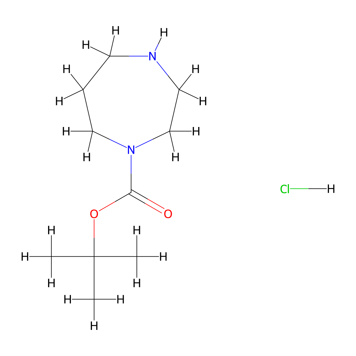 Tert-butyl 1,4-diazepane-1-carboxylate Hydrochloride molecular structure, CAS 1049743-87-4