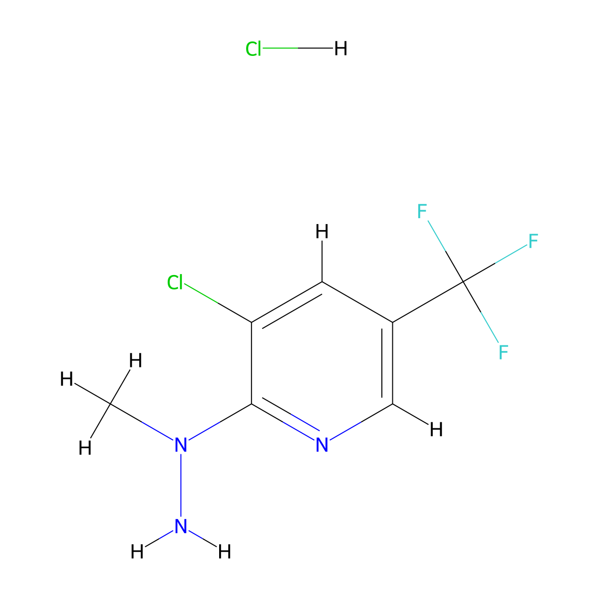 3-Chloro-2-(1-methylhydrazino)-5-(trifluoromethyl)pyridine hydrochloride molecular structure, CAS 1049743-93-2
