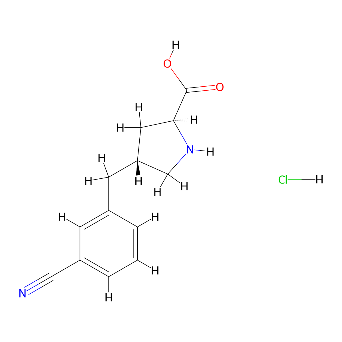 (2S,4R)-4-(3-Cyanobenzyl)pyrrolidine-2-carboxylic acid hydrochloride molecular structure, CAS 1049744-07-1