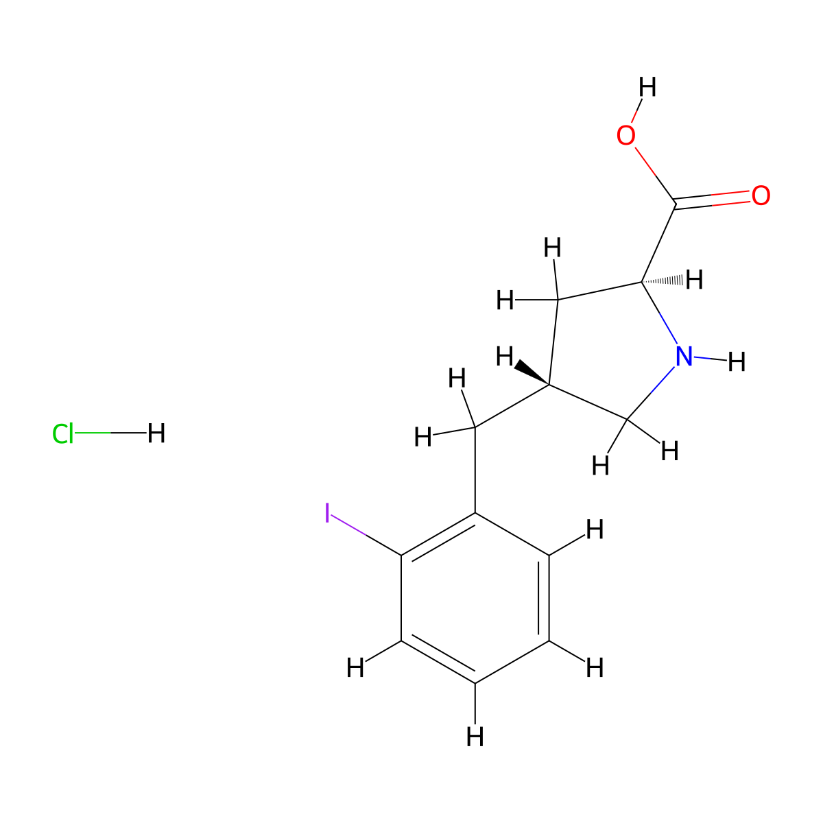 (2S,4R)-4-(2-Iodobenzyl)pyrrolidine-2-carboxylic acid hydrochloride molecular structure, CAS 1049744-22-0