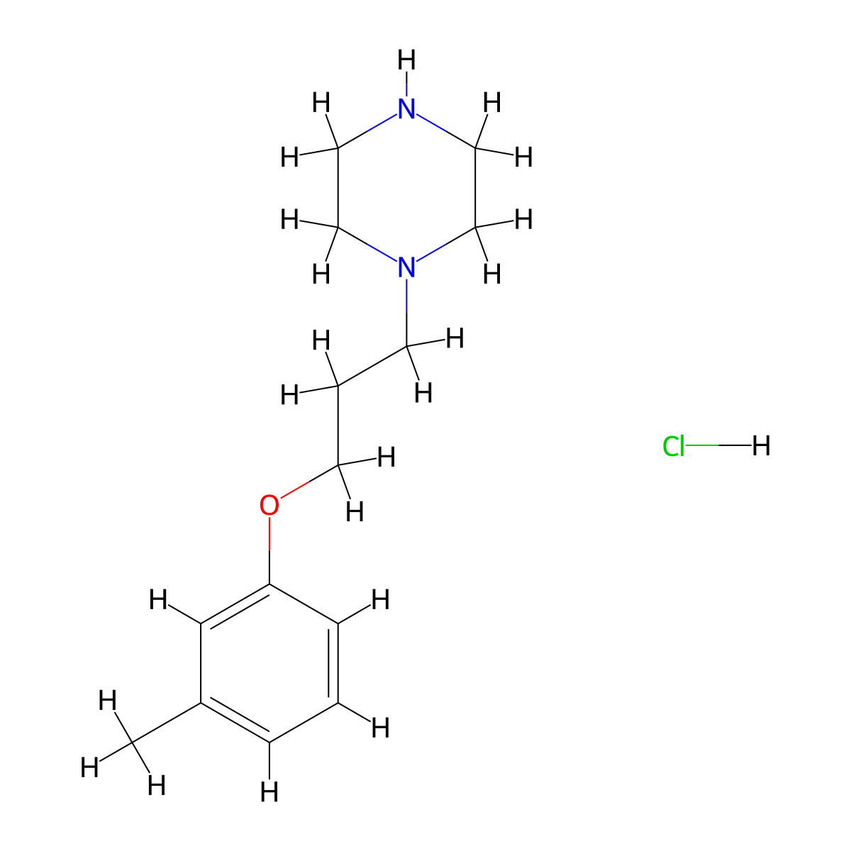 1-[3-(3-Methylphenoxy)propyl]piperazine;hydrochloride molecular structure, CAS 1049744-25-3