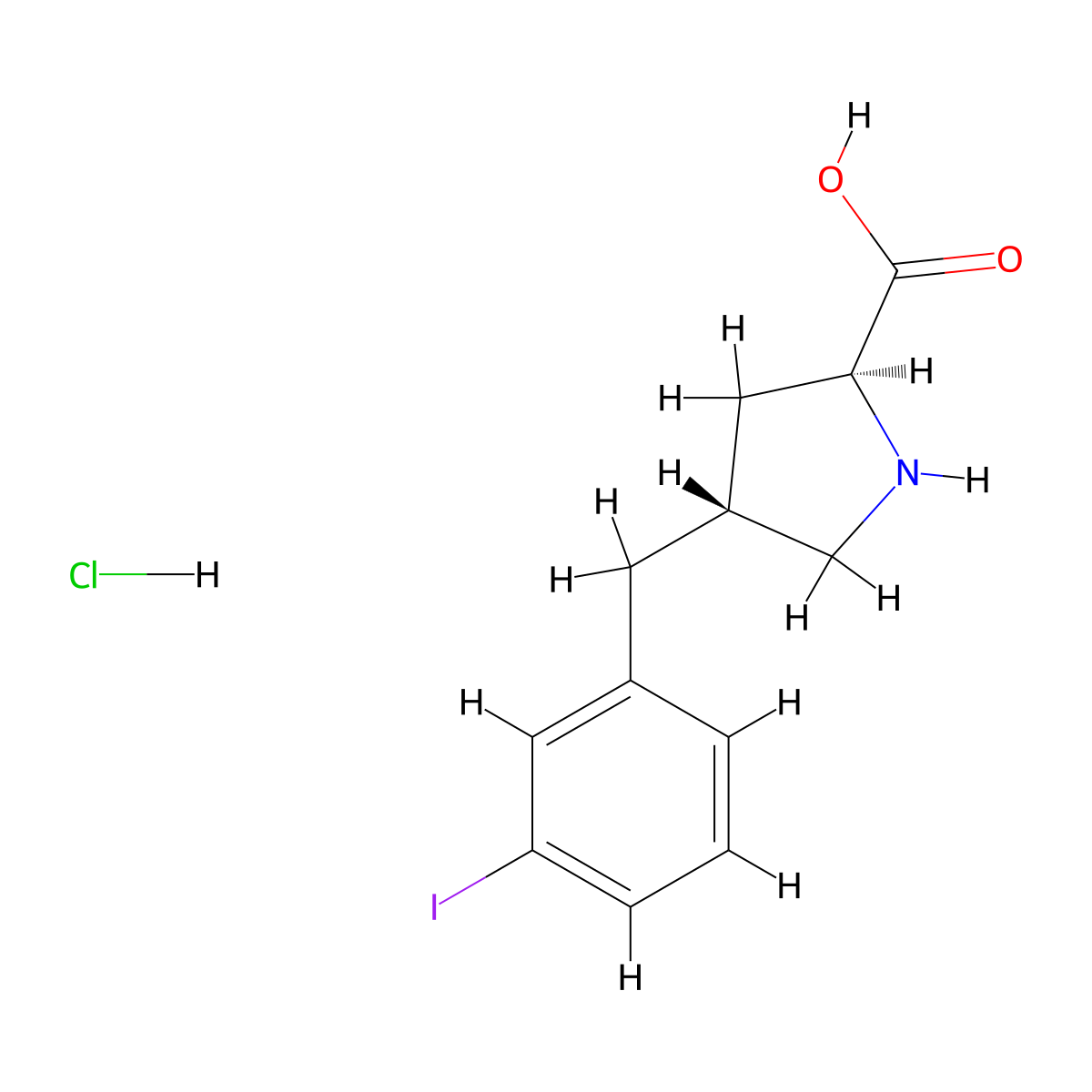 (2S,4R)-4-(3-Iodobenzyl)pyrrolidine-2-carboxylic acid hydrochloride molecular structure, CAS 1049744-33-3