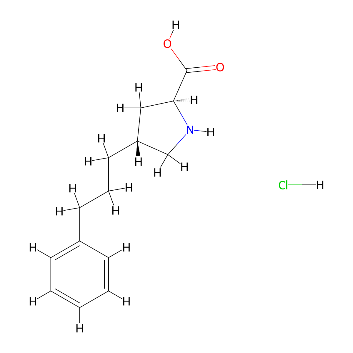 (2S,4R)-4-(3-phenylpropyl)pyrrolidine-2-carboxylic Acid Hydrochloride molecular structure, CAS 1049744-68-4