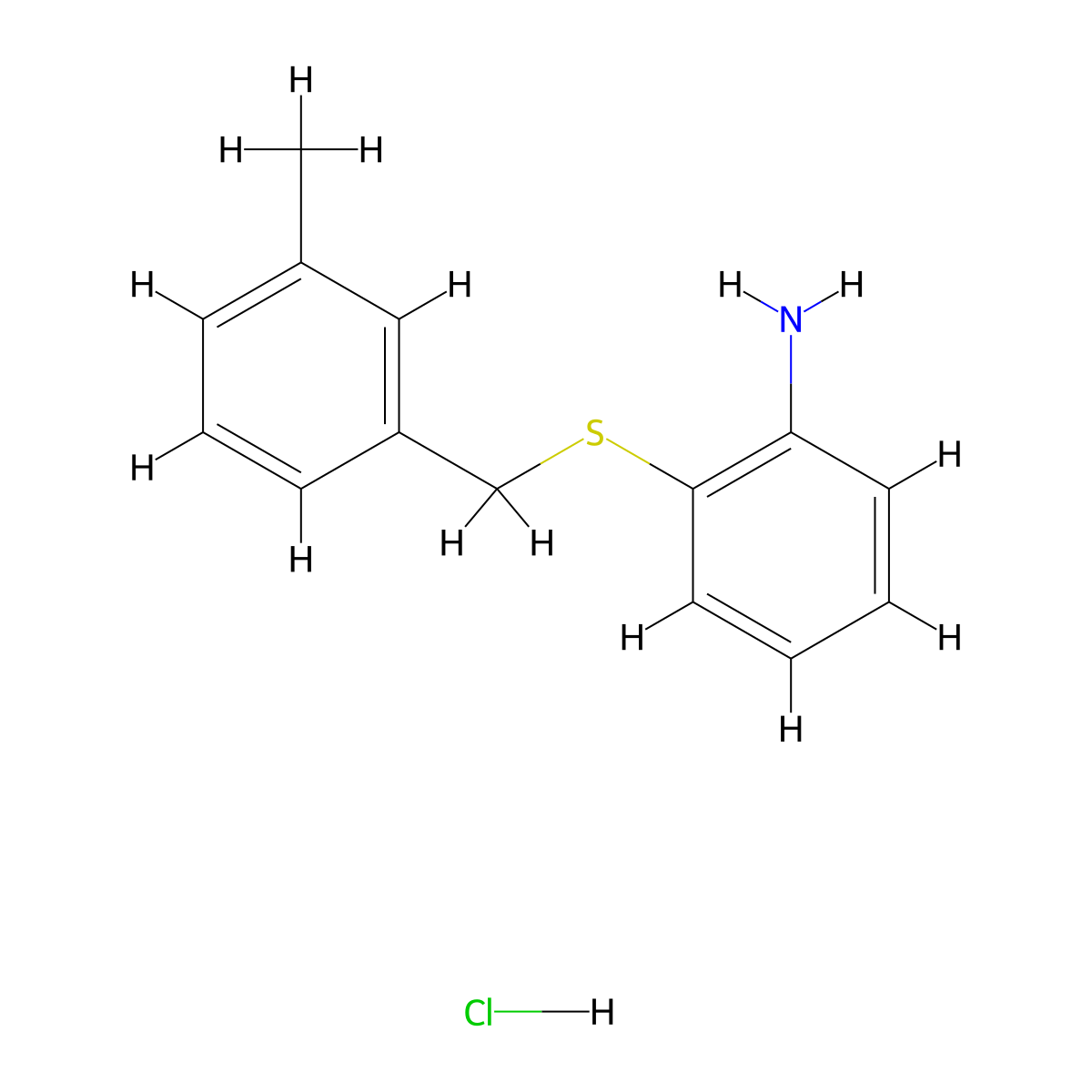 {2-[(3-Methylbenzyl)thio]phenyl}amine hydrochloride molecular structure, CAS 1049745-27-8