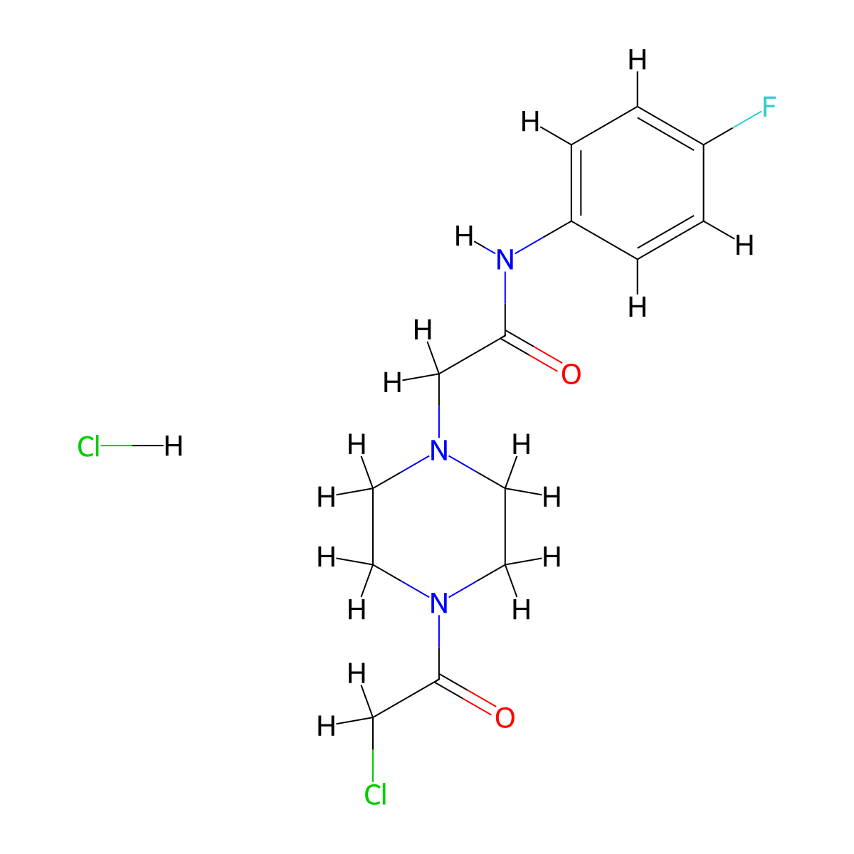 2-(4-(2-chloroacetyl)piperazin-1-yl)-N-(4-fluorophenyl)acetamide hydrochloride molecular structure, CAS 1049745-40-5