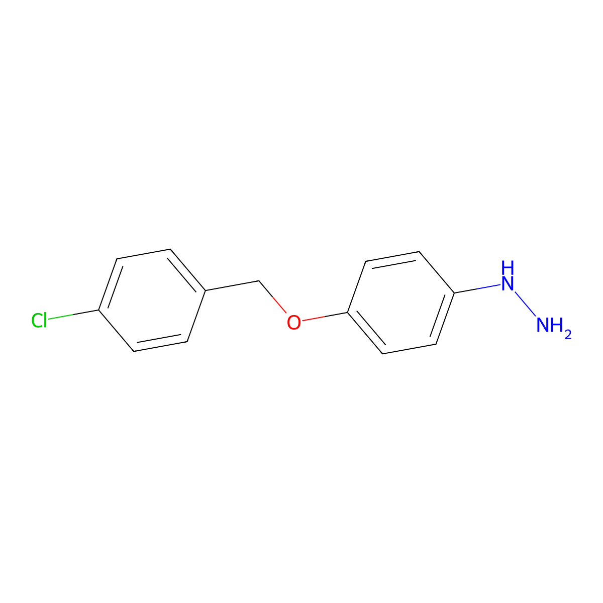 {4-[(4-Chlorobenzyl)oxy]phenyl}hydrazine molecular structure, CAS 1049745-69-8