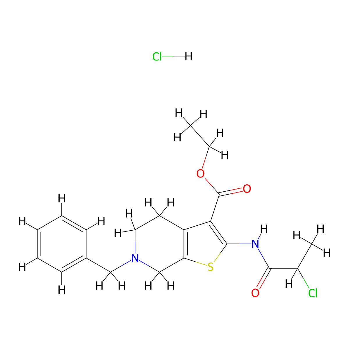 ethyl 6-benzyl-2-(2-chloropropanamido)-4H,5H,6H,7H-thieno[2,3-c]pyridine-3-carboxylate hydrochloride molecular structure, CAS 1049746-42-0