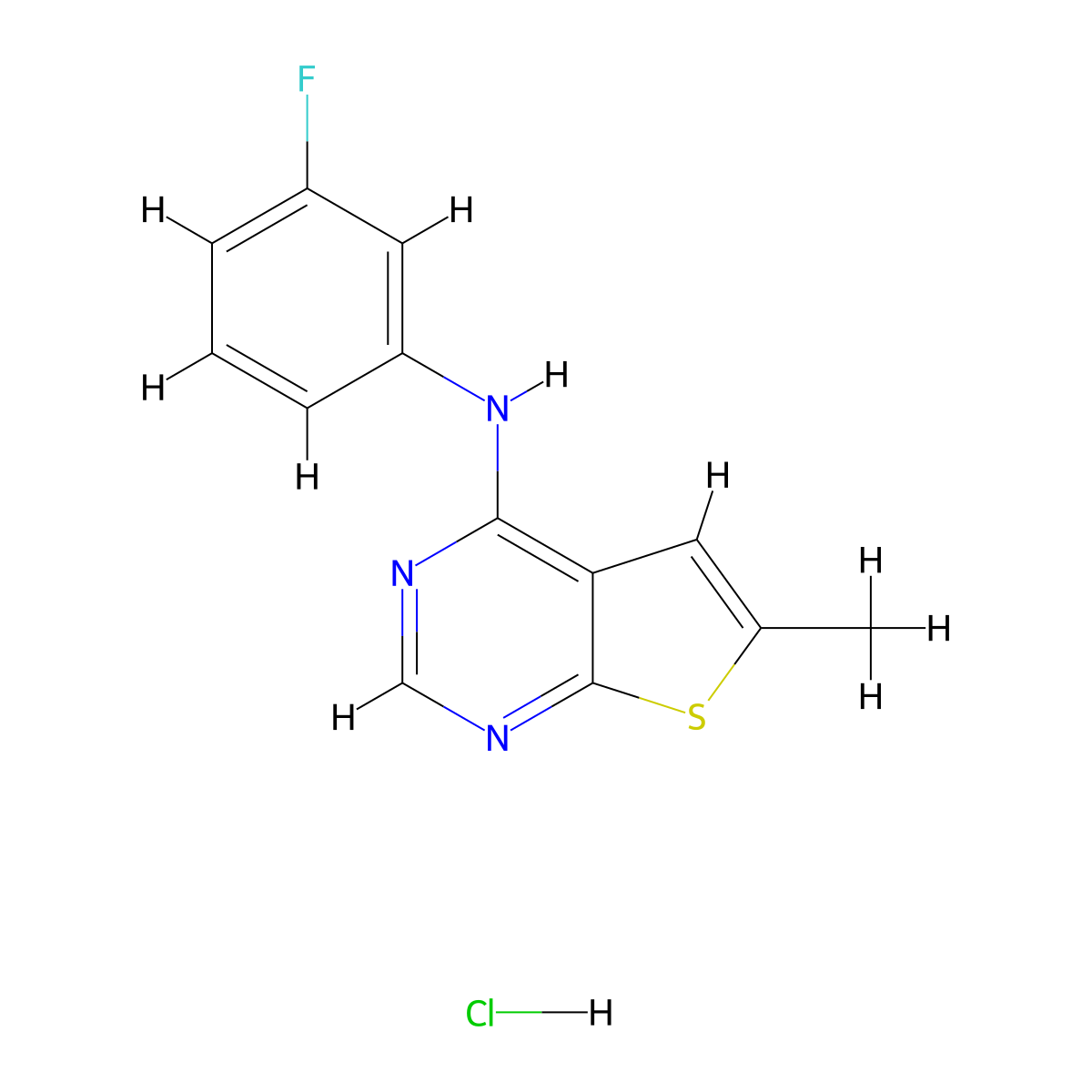 N-(3-fluorophenyl)-6-methylthieno[2,3-d]pyrimidin-4-amine hydrochloride molecular structure, CAS 1049746-43-1