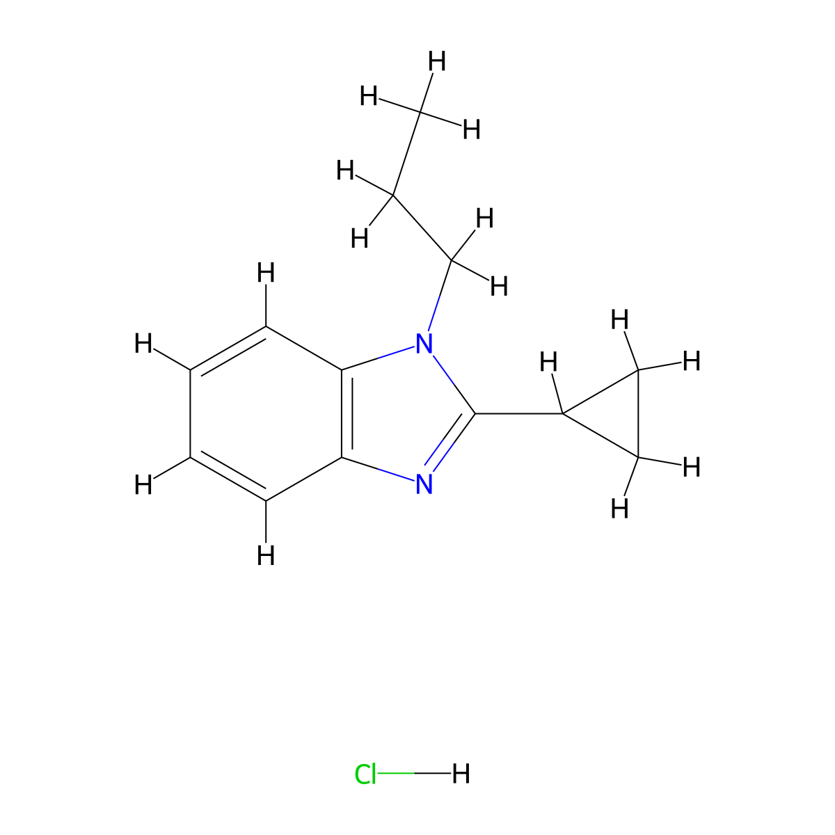 2-cyclopropyl-1-propyl-1H-benzo[d]imidazole hydrochloride molecular structure, CAS 1049746-73-7