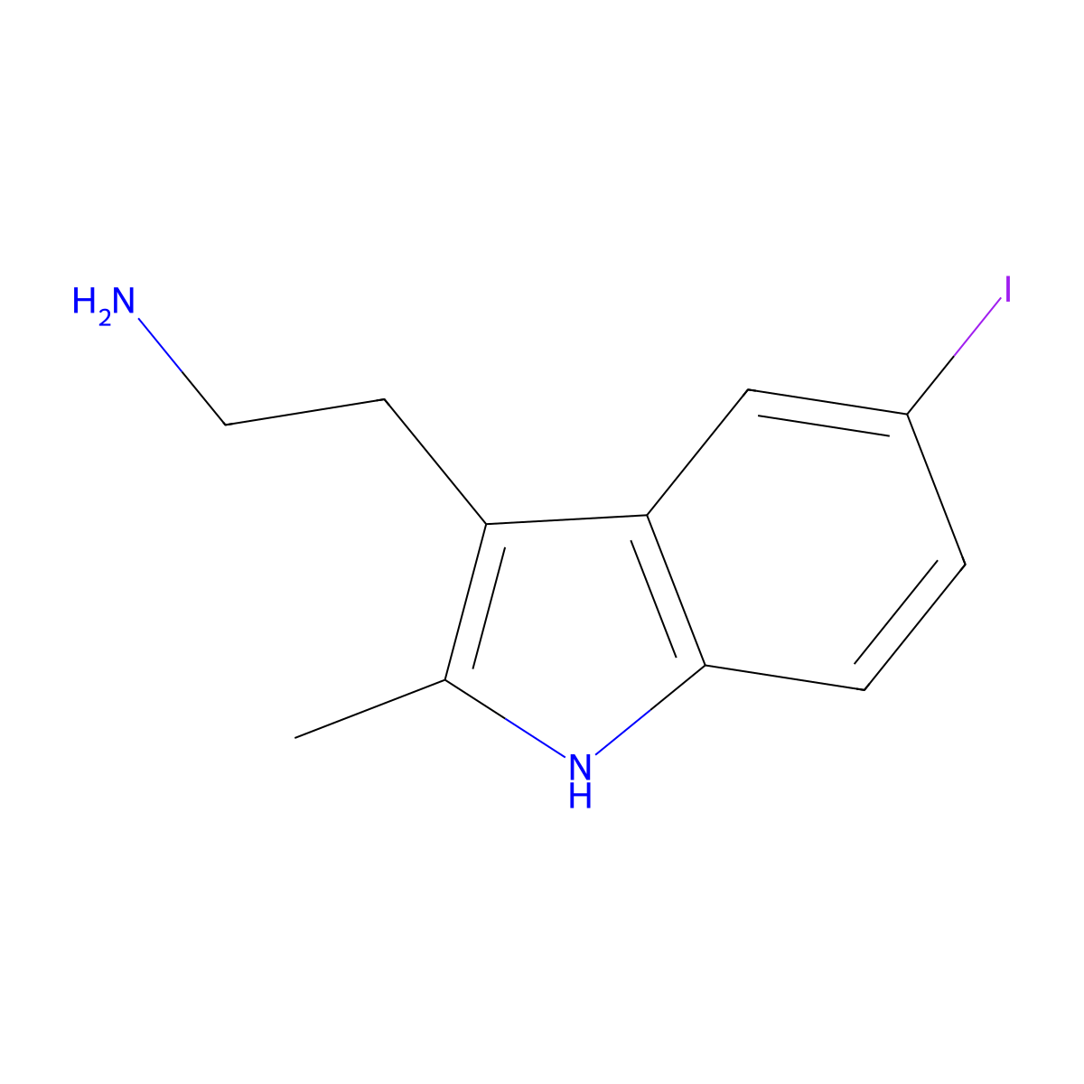2-(5-iodo-2-methyl-1H-indol-3-yl)ethanamine molecular structure, CAS 1049746-74-8