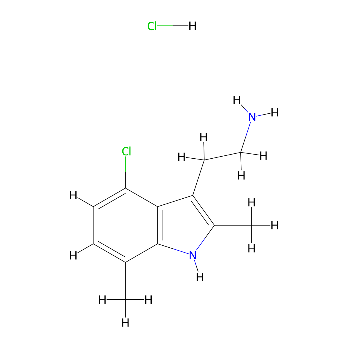 2-(4-chloro-2,7-dimethyl-1H-indol-3-yl)ethanamine hydrochloride molecular structure, CAS 1049746-92-0